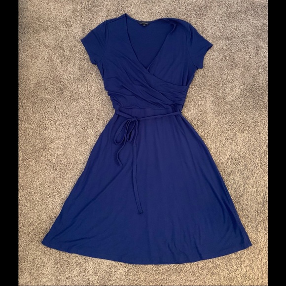 Lands End Navy Blue Wrap Dress 